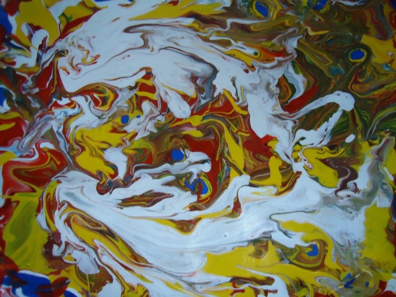 Da su mi tada dopustili da završim svoje „umjetničko djelo“ ono bi možda izgledalo ovako – i nazvao bih ga „ Duhovi živog kreča“. Naslikano akrilom, uljem i emajlom na staklu. 