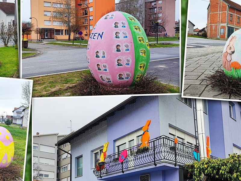 Uskrsne instalacije postavljene su na javnim površinama, ali i privatnim objektima / Compas.hr